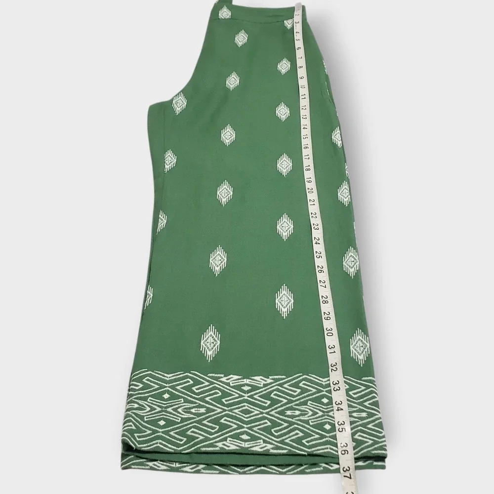NWT Soft Surroundings Green Embroidered Linen Blend Wide Leg Crop Pants Small - Picture 11 of 12